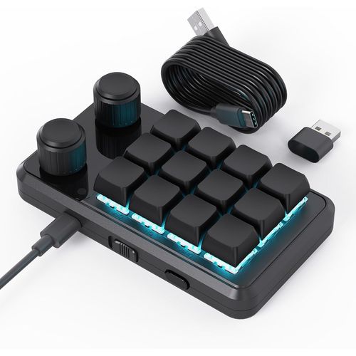 Clavier Mcanique  Une Main, Clavier Macro Programmable Avec Rgb, Supporte L'change  Chaud, Avec Rcepteur 2.4G, Pour Jeux Informatiques/Photoshop/Le Montage Vido (Noir, Sans F[CLA671183]