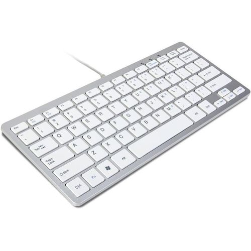 Clavier Mini Filaire USB Clavier Mince Argent & Blanc - Plug and Play