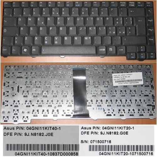 CLAVIER QWERTY ITALIEN / ITALIAN pour ASUS F3, F2, F5, F5M, F5N, F5R, F5RL, F9E Series, Noir / Black, P/N : 04GNI11KIT40-1 9J.N8182.J0E