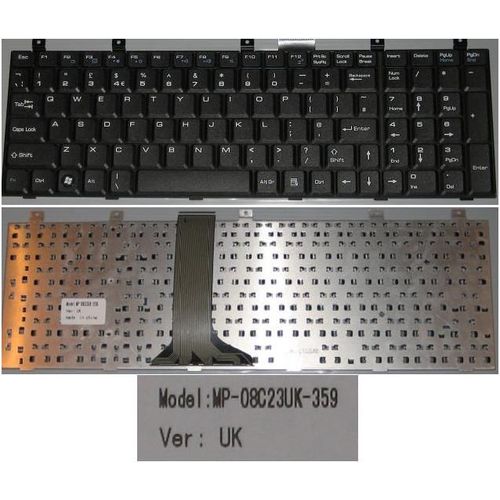 Clavier Qwerty UK Pour MSI MS1683 MS-1683 CR600, LG E500 Series, Noir / Black, Model: MP-08C23UK-359