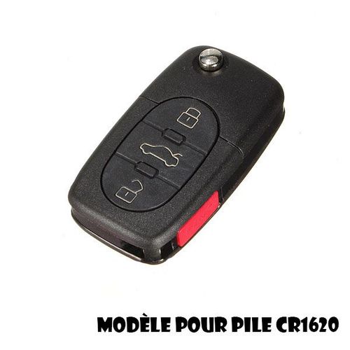 Cle Plip Pour Audi A2 A3 A4 A6 A8 Tt S3 S4 A1 A5 Q7 3 Boutons + Panic Coque Pour Pile Cr1620 Telecommande @Pro-Plip