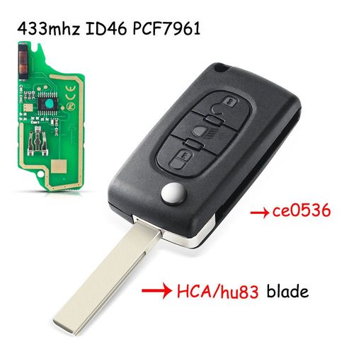 Cl Tlcommande  2/3 Boutons,433mhz,Pour Voiture Citron C1 C2 C3 C4 C5 Berlingo Picasso Et - 3btn Hu83 Ce0536-Ask For Citroen-A