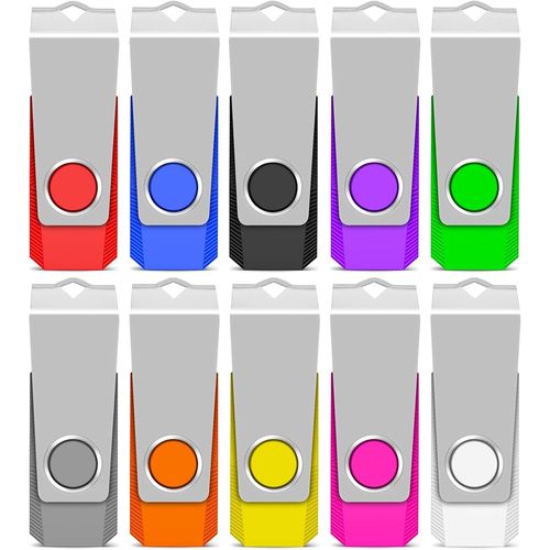Cle USB 1 Go Lot de 10 Cl USB 2.0 Multicolore Clef USB 1 Go,Mini Cl USB pour Le Stockage et La Sauvegarde de Donnes avec Lumire LED
