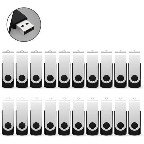 Cle-USB 1 Go,Lot de 20 Cl USB 1 Go 2.0, Clef USB-1Go Stockage Externe avec Pince Pivotante pour Machine  Coudre lectronique/PC/Ordinateur Portable/Voiture (Noir)