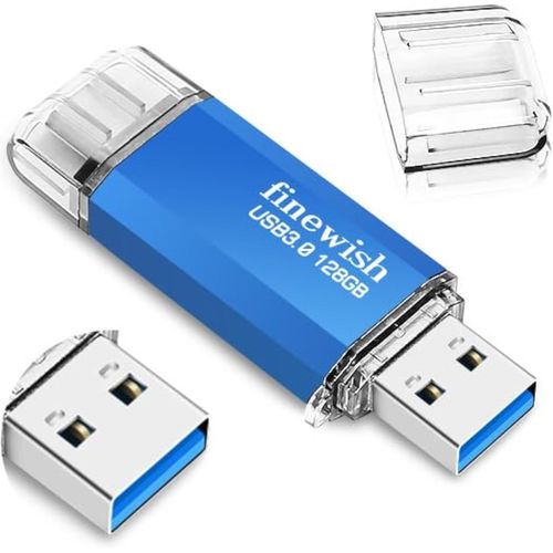 CL USB 128 Go 3.0,2 en 1 Type C 3.0 Pen Drive 128gb Impermable Cle USB C 128 Go pour Smartphone MacBook Tablette Ordinateur avec Une Vitesse de Transfert de donnes allant jusqu' 40 Mo/s (Bleu)