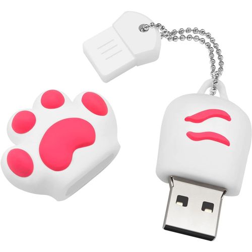 Cle USB 128 Go, Cl USB Grande Capacit, Flash Drive Mignonne Patte de Chat USB 2.0 MMoire Stick, Mini Pen Drive Clef USB Originale pour Cadeau, Pc, Tablette Stockage De DonnEs (Blanc)