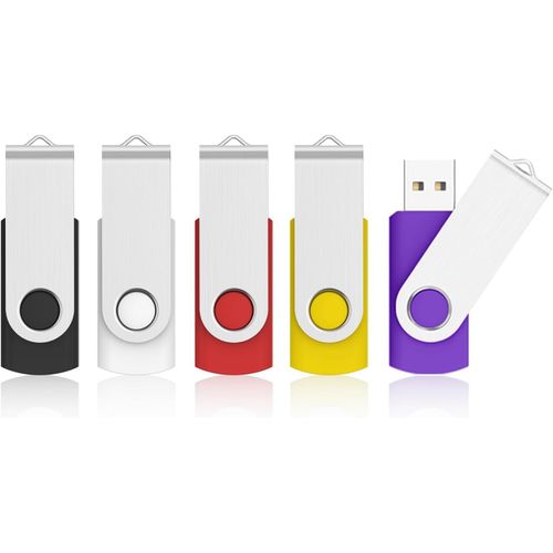 Cle Usb 128 Go Lot 5 Cl Usb 2.0 Flash Drive, Clef Usb 64Go Avec Stockage Disque Mmoire Stick Pour Ordinateurs Windows, Pc, Mac (Bleu Noir Rouge Blanc Jaune)[SDC631168]