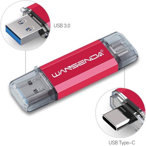 Cl USB 128 Go USB 3.0 Type C Cl USB C Wansenda OTG USB Flash Drive pour Type C appareils Android/PC/Mac (128Go,Rouge)