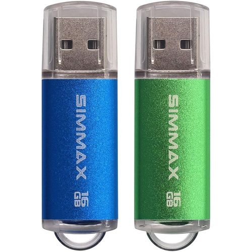 Cl USB 16 Go Lot de 2 Mmoire Stick USB 2.0 Flash Drive Pivotant Stockage Disque par (16Go Bleu Vert)