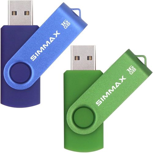 Cl USB 16 Go Lot de 2 USB 2.0 Flash Drive Pivotant Stockage Disque Mmoire Stick (16Go Bleu Vert)