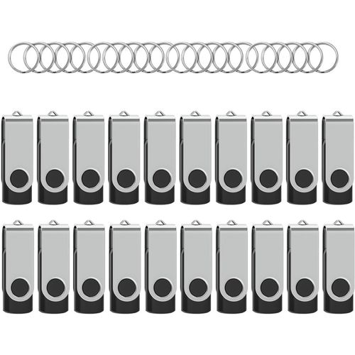 Cle Usb 16 Go Lot De 20 Cls Usb 2.0 Flash Drive Stockage Rotation Disque Mmoire Stick Cl Usb Lot 8Go Stockage Donnes Avec Lumire Led,Noir[X944]