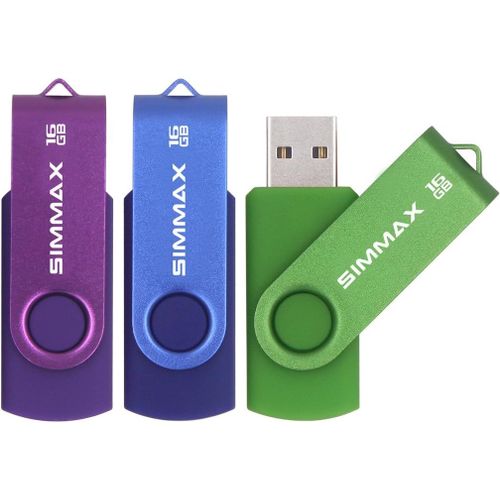 Cl USB 16 Go Lot de 3 USB 2.0 Flash Drive Pivotant Stockage Disque Mmoire Stick (16Go Violet Bleu Vert)