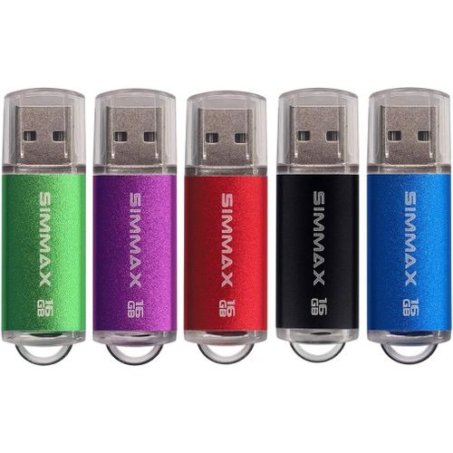 Cl USB 16 Go Lot de 5 Mmoire Stick USB 2.0 Flash Drive Pivotant Stockage Disque par (16Go Vert Violet Rouge Noir Bleu)