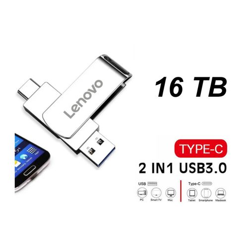 Cl USB 16TB 3.0 avec connecteur USB3.0 et USB-C 2en1