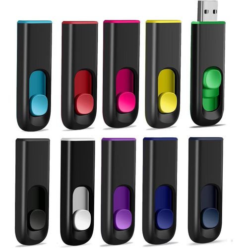 Cl USB 2.0 16Go Lot de 10 USB Flash Drive Rtractable Mmoire Stick Stockage Donnes Pendrive,Cl USB 2.0 Memory Stick Flash Drive Noir