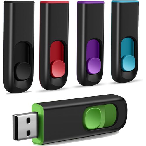 Cl USB 2.0 64Go Lot de 5 USB Flash Drive Rtractable Mmoire Stick Stockage Donnes Pendrive,Cl USB 2.0 Memory Stick Flash Drive Noir
