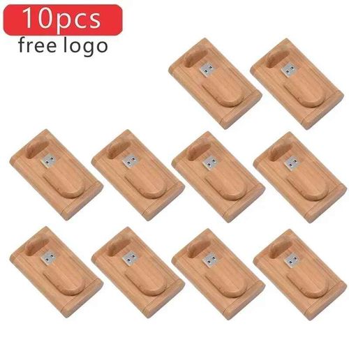 cl USB 2.0 en bois avec ,4/8/16/32/64/128 go,cadeau de mariage,10 pcs/Lot - Type Carbonized with BOX-8GB