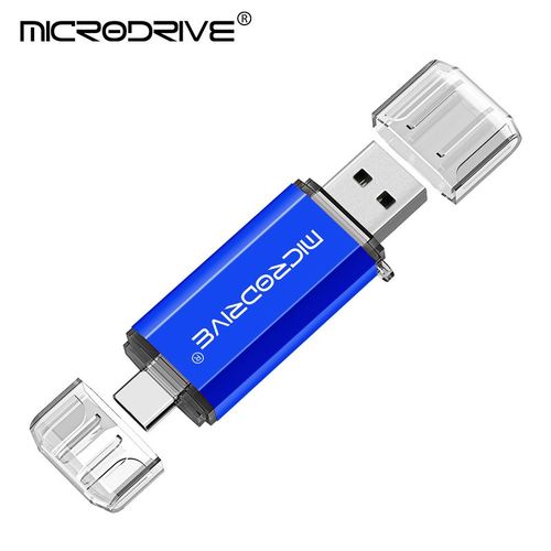Cl USB 2.0 OTG de type C,stylo lecteur,128 Go,64 Go,32 Go,16 Go,8 Go,4 Go,stockage externe pour Smartphone,PC - Type Bleu-128 Go