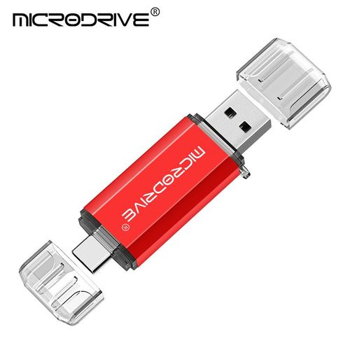 Cl USB 2.0 OTG de type C,stylo lecteur,128 Go,64 Go,32 Go,16 Go,8 Go,4 Go,stockage externe pour Smartphone,PC - Type Rouge-128 Go