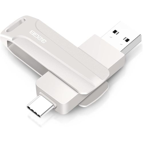Cl USB 2 en 1 32GB,Type C Pendrive 32GB USB C Flash Drive 32 Giga 2-in-1 OTG Pen 32GO for PC/Tablet/Laptop/Smartphone with Type C,Xiaomi/Huawei (Silver)