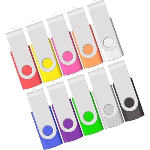 Cl USB 2 Go, 10 pices, Cl USB 2 Go, Lot de 10, USB 2.0 rotative en mtal  Haute Vitesse, cl USB, Multicolore