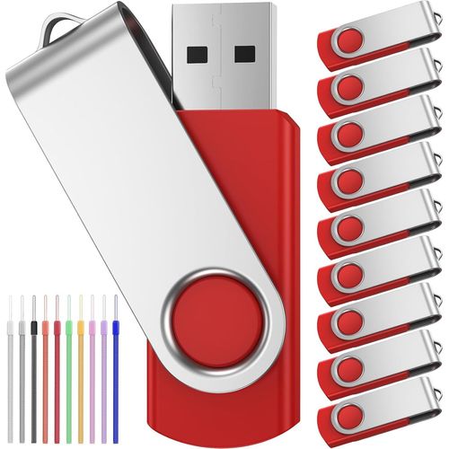 Cle USB 2 Go Lot de 10 Cls USB 2.0 Mmoire Sticks - Clef USB 2Go Rotatif PenDrive Lecteur Flash USB