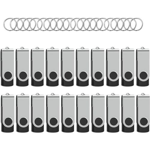 Cle Usb 2 Go Lot De 20 Cls Usb 2.0 Flash Drive Stockage Rotation Disque Mmoire Stick Cl Usb Lot 2Go Stockage Donnes Avec Lumire Led,Noir[X1315]
