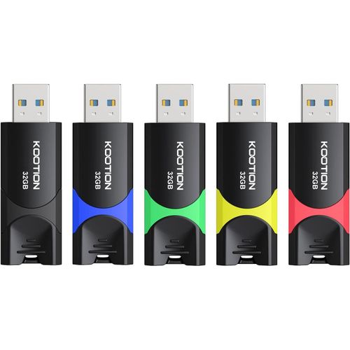 Cle USB 3.0 32 Go Lot de 5, Cl USB 32Go 3.0 Pousser Tirer Clef USB 3.0 Flash Drive Stockage Unique Mmoire Stick avec indicateur LED pour Stockage de donnes.[F302]