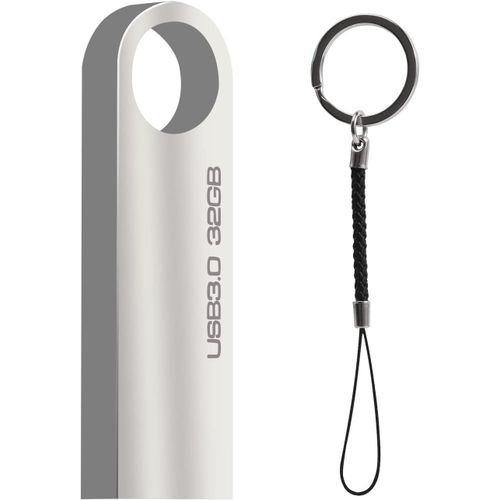 Cl USB 3.0 32 Go, Mini Clef USB 32 GB USB 3.0 Flash Drive Memory Stick Cle USB 3.0 32 giga avec Crochet pour Ordinateur Portable/PC/Voiture etc(Argent).[F915]