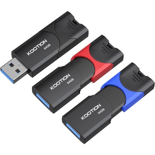 Cle USB 3.0 64 Go Lot de 3, Cl USB 64Go 3.0 Pousser Tirer Clef USB 3.0 Flash Drive Stockage Unique Mmoire Stick (Couleur Mixte:Noir Rouge Bleu).[F303]