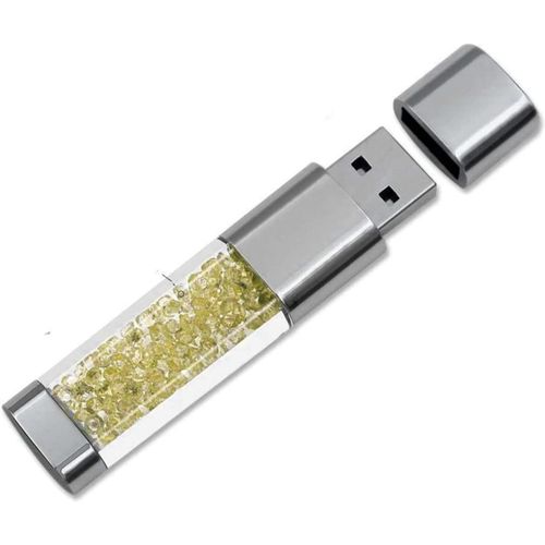 Cl USB 3.0 64Go 32Go 16Go Nouveau Bijoux Cristal USB 3.0 Flash Drive,Externe Cadeau pour Cadeaux d'anniversaire,Cadeaux De Nol,Cadeaux De Mariage (16Go,Jaune)