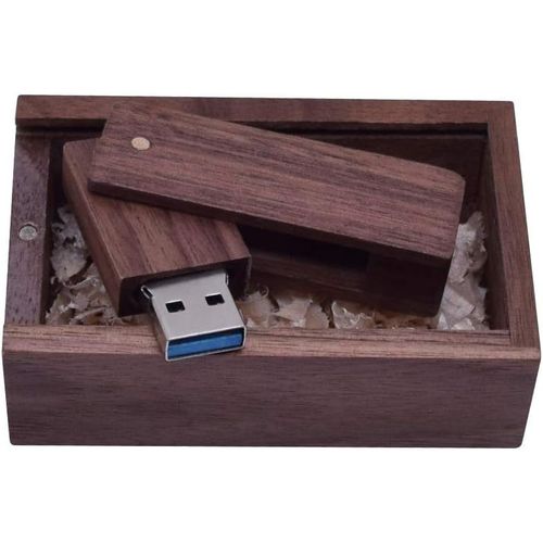 Cl USB 3.0 avec Haute Vitesse de Lecture Allant Jusqu' 100 Mo/s Clef USB Pivotant Pendrive USB Memory Stick Disque U pour Ordinateur de Bureau, Ordinateur Portable (16Go, Carbonisation Bois)