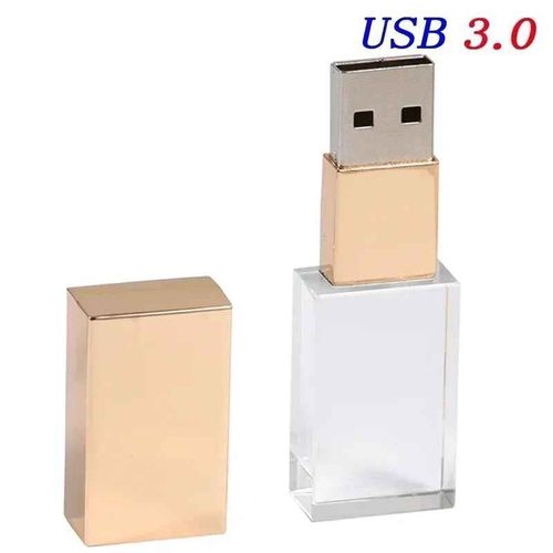 cl usb 3.0 avec,lecteur flash avec verre transparent,cadeau- gold-64GB-F