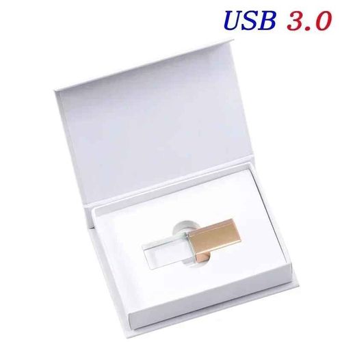 cl usb 3.0 avec,lecteur flash avec verre transparent,cadeau- gold with box-32GB