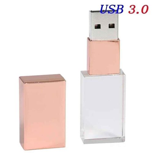 cl usb 3.0 avec,lecteur flash avec verre transparent,cadeau- Rose gold-64GB