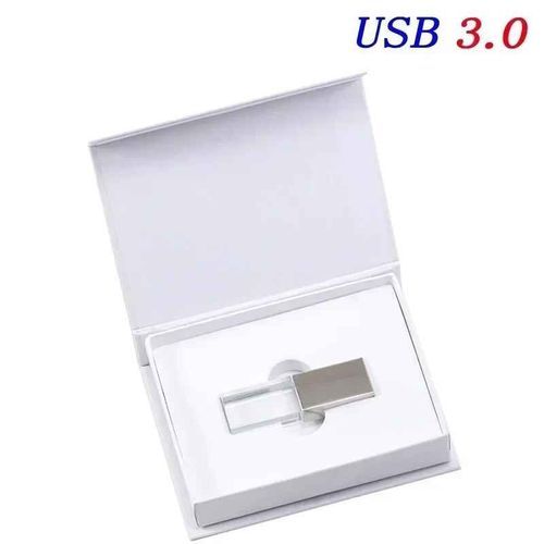 cl usb 3.0 avec,lecteur flash avec verre transparent,cadeau- silver with box-64GB