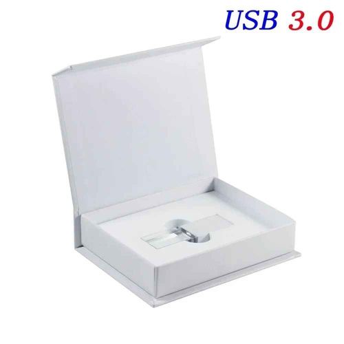 cl usb 3.0 avec,lecteur flash avec verre transparent,cadeau- white with box-16GB