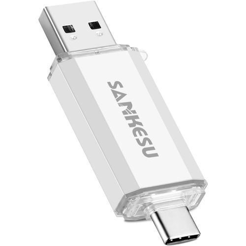 Cl USB 3.0 et USB 3.1 128 Go 120 Mo/s en lecture USB C 2 en 1 OTG Dual Memory Stick pour smartphone Android PC/tablette/ordinateur portable/tlphone portable USB C (argent)