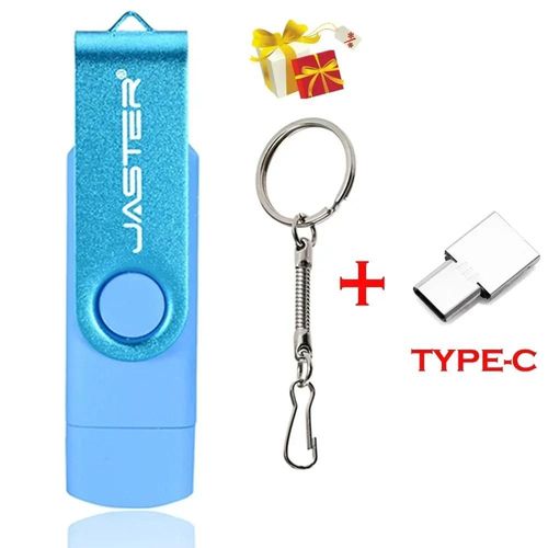 cl USB 3 en 1 OTG haute vitesse,support  mmoire de 64 go rotatif,adaptateur gratuit TYPE-C,cadeau d'affaires,Micro USB - Type wathet-16GB