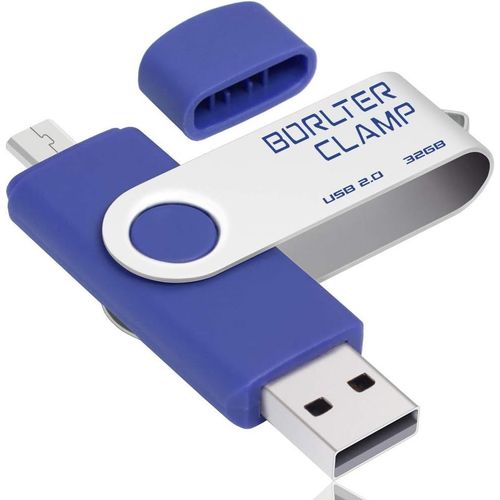 Cl USB 32 Go,2 en 1 OTG USB Mmoire Stick,Pivotant U Disque avec Port Micro-USB pour Smartphone Android,Tablette et Ordinateur Stockage Externe (Bleu)