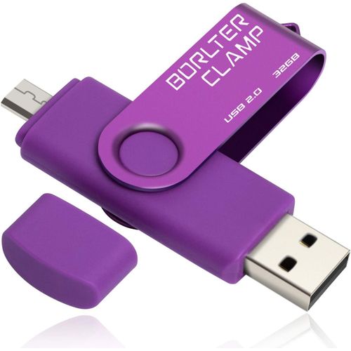 Cl USB 32 Go, 2 en 1 OTG USB Mmoire Stick, Pivotant U Disque avec Port Micro USB pour Smartphone Android, Tablette et Ordinateur (Violet)
