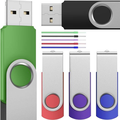 Cl USB 32 Go avec 5 packs,Memory Sticks USB 3.0-Lecteur flash portable multicolore 32 Go,cl mtallique pivotante-Multipack Pen Drives,stockage de donnes pivotant