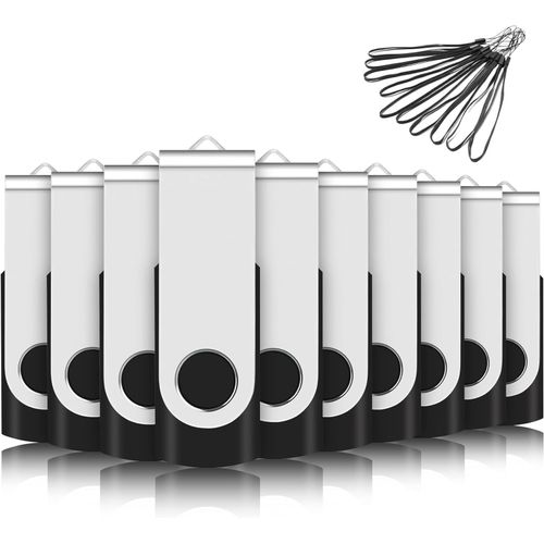 Cle USB 32 Go, Cl USB 2.0 Flash Drive Clef USB Pivotant Stockage Disque Mmoire Stick Pendrive avec 10 Cordes (32GB*10PCS)