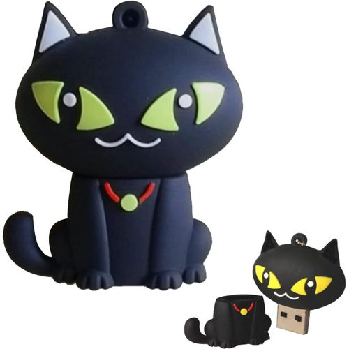 Cl USB 32 Go Clef USB 2.0 Fantaisie Cle USB Chat Flash Drive Originale Mmoire U Disque Cartoon Mignon Animal Bon Cadeau pour Enfants Amis (32GO, Noir)