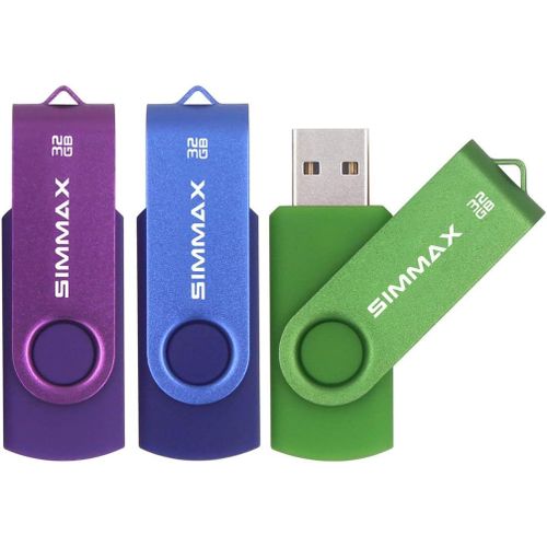 Cl USB 32 Go Lot de 3 USB 2.0 Flash Drive Pivotant Stockage Disque Mmoire Stick (32Go Violet Bleu Vert)