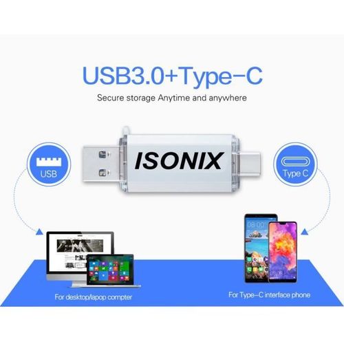 Cl USB 32 GO Type C OTG USB Flash Drive pour appareils Android/PC BLANC