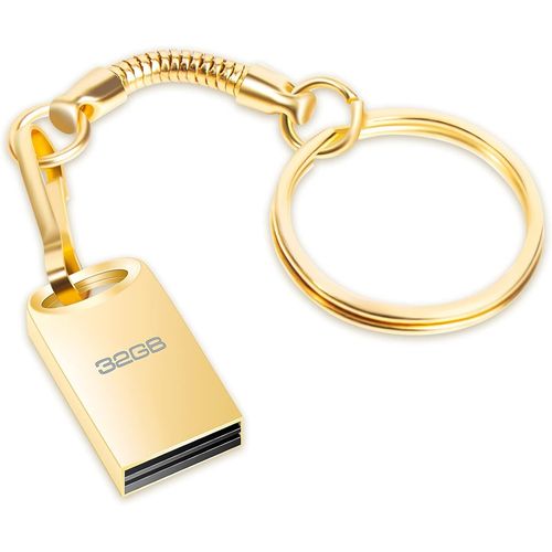 Cl USB 32Go,Mtal Drive USB 2.0 32Go Thumb Flash Drive Impermable Mini Pen Drive Portable Memory Stick pour Ordinateur Portable/PC/Smart TV/Stockage de donnes Externe (Or)