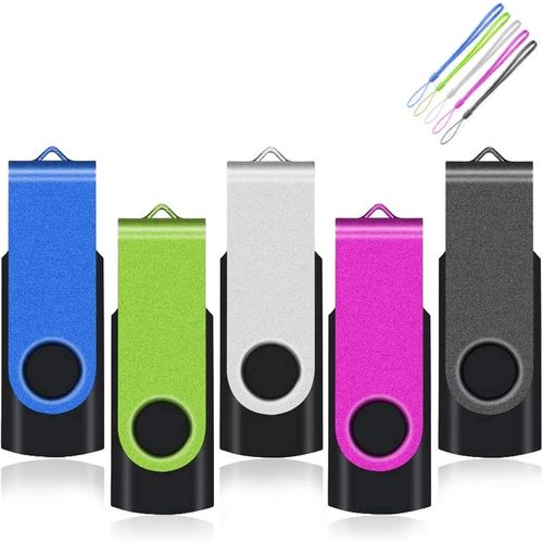 Cle Usb 4 Go, Cle Usb 2.0 Flash Drive Stockage Clef Usb Pivotantes U Disque Mmoire Stick, Ensemble De 5 (Rose Vert Bleu Noir Argent)[X504]