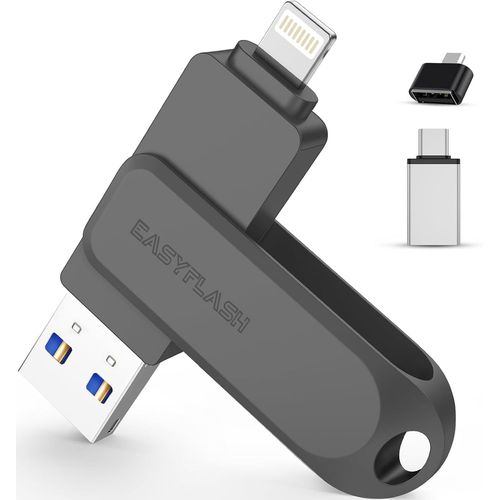 Cle Usb 512 Go Pour Iphone Apple Mfi Certifi, Cle Usb Iphone Lightning Cl Usb 512 Go Pour Iphone/Ipad/Macbook Avec Mfi Lightning/Usb 3.0/Type C/Micro-Usb,Cls Usb Pour Ios/Android/Pc-Noir[X1257]