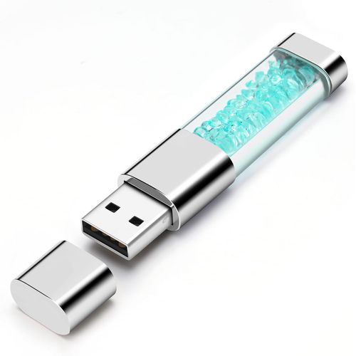 Cl USB 64 Go,Clef USB 2.0 Cl  Molette Flash Drive Stockage Disque Mmoire Stick pour Le Stockage et la Sauvegarde Cristal Bleu Mignon